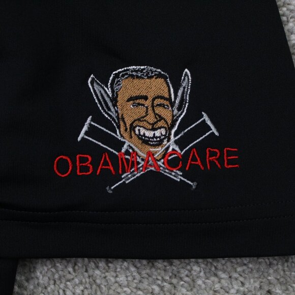 Under Armour Polo Shirt NWT Mens Large Black Heatgear Loose Fit Obama Care Logo - Picture 4 of 14